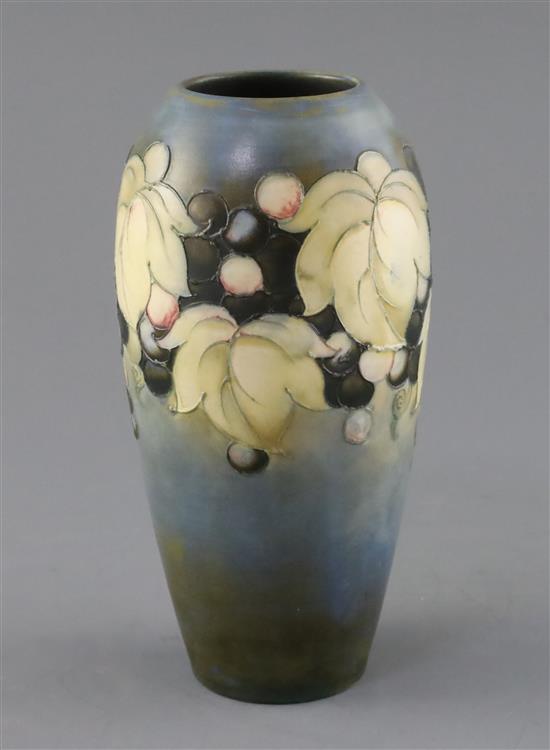 A Moorcroft saltglaze leaf and berry ovoid vase, 1930s, H.18cm
